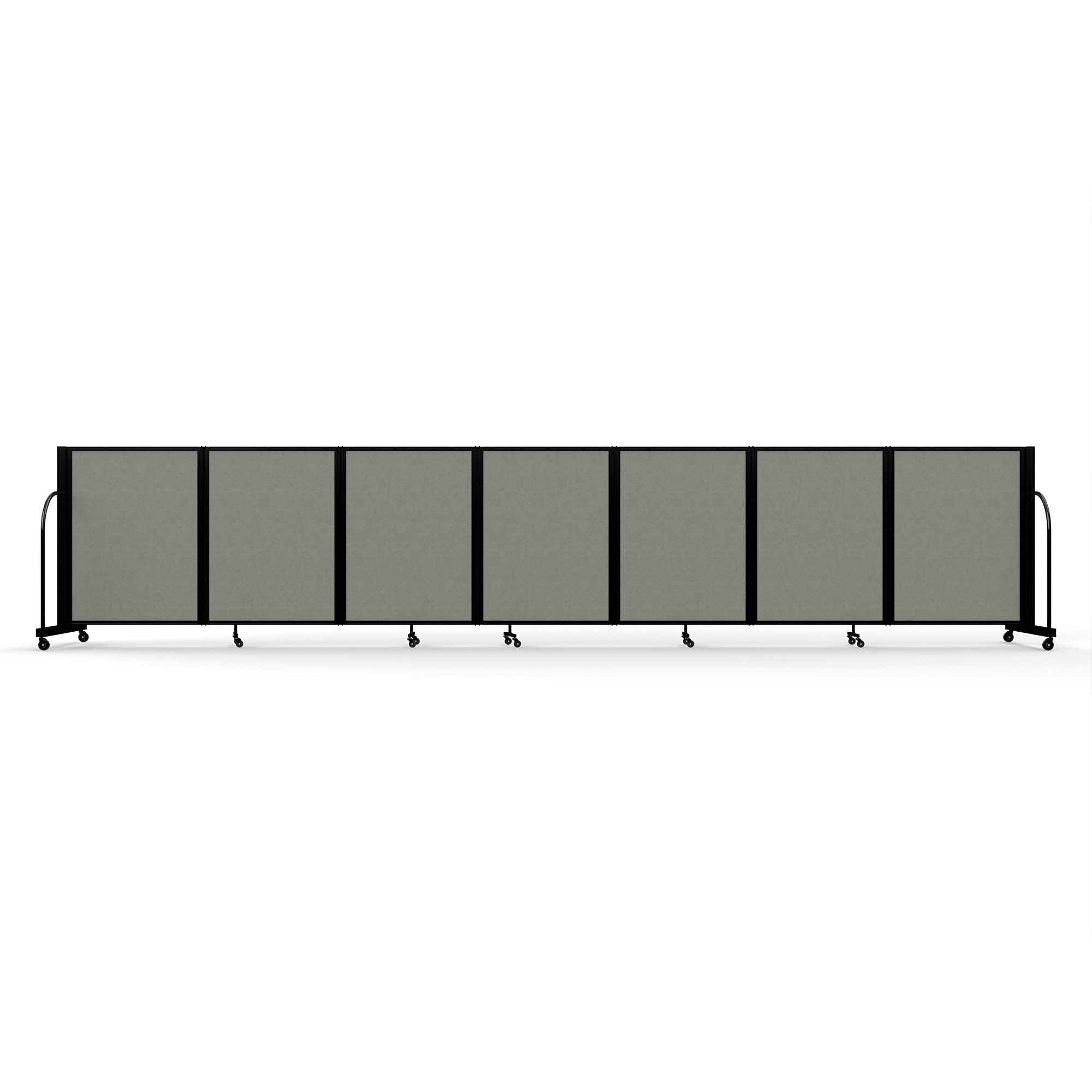 Screenflex Full Motion Divider, 4' x 19'7", Black Frame, Gray Smoke